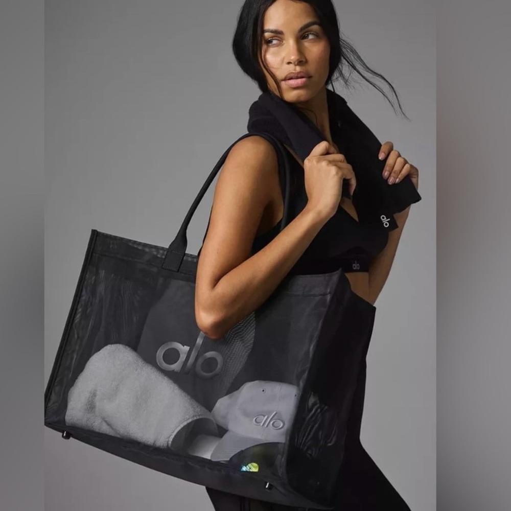 ALO Yoga Black Mesh Tote Bag